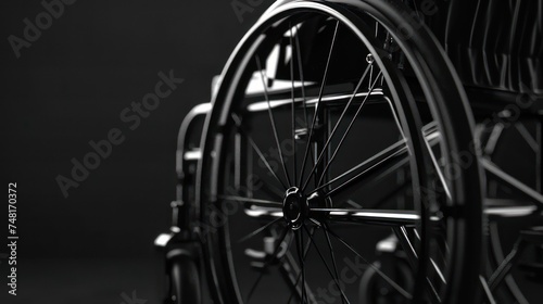 black and white photo of close up wheelchair