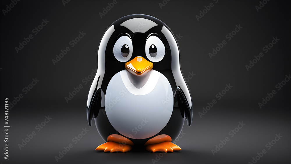 Fototapeta premium penguin cartoon. penguin cartoon isolated illustration. an animal penguin emoji on black background.