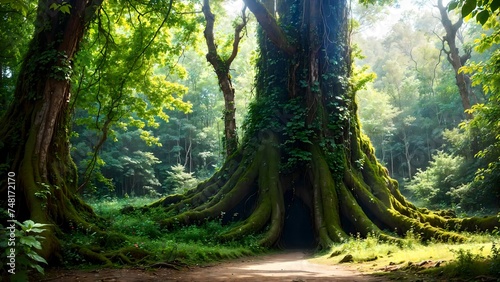 The jungle greenery, Natural background.