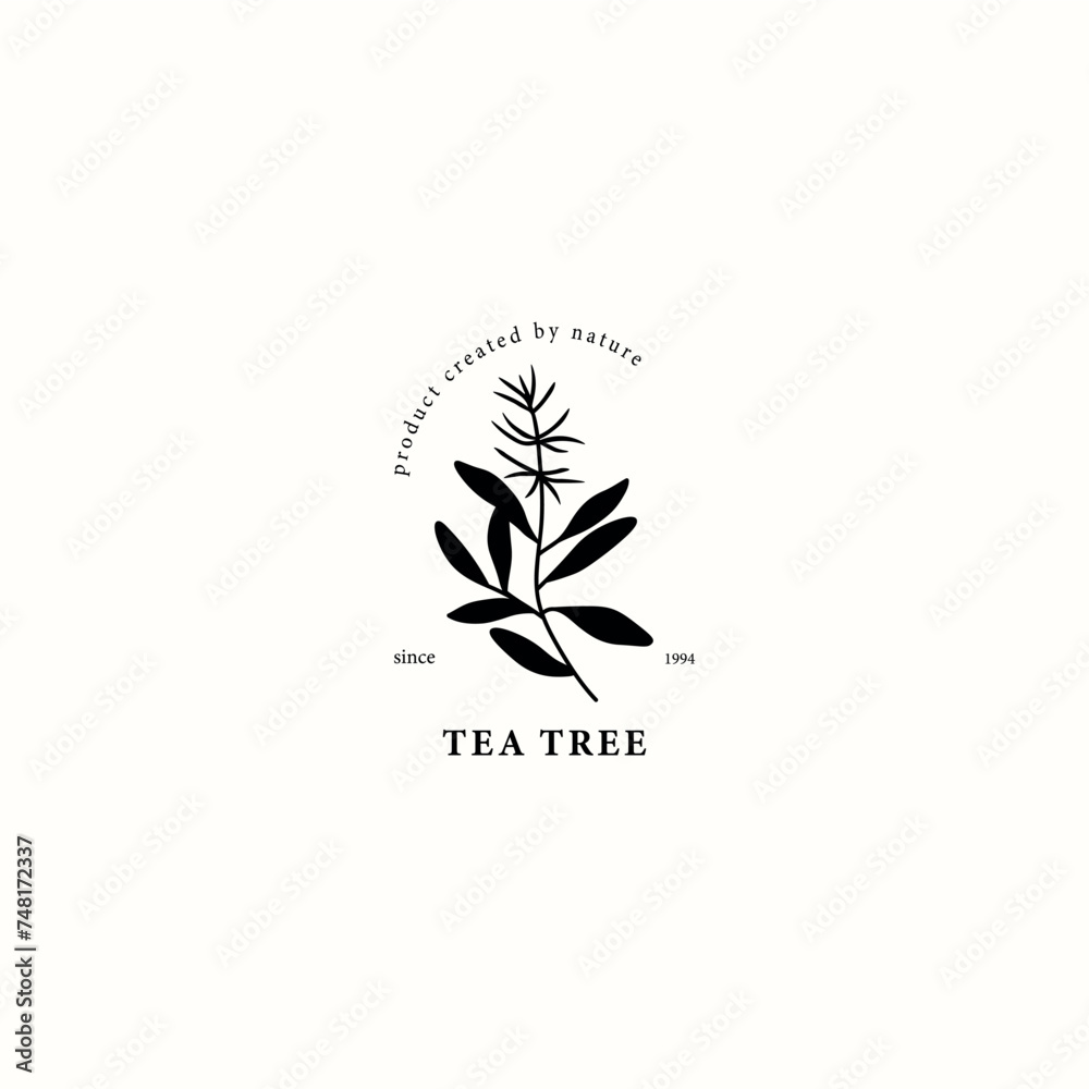 Obraz premium Flat vector tea tree drawing