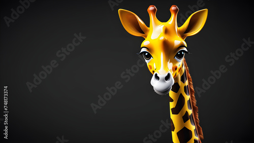 giraffe cartoon. animals giraffe emoji on a black background
