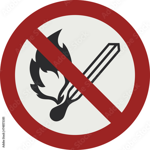 PROHIBITION SIGN PICTOGRAM, No open flame ISO 7010 – P003