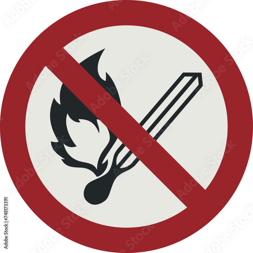 PROHIBITION SIGN PICTOGRAM, No open flame ISO 7010 – P003, VECTOR