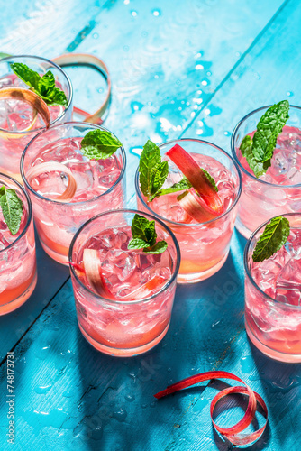 Rhubarb, mint and lime non-alcoholic drinks