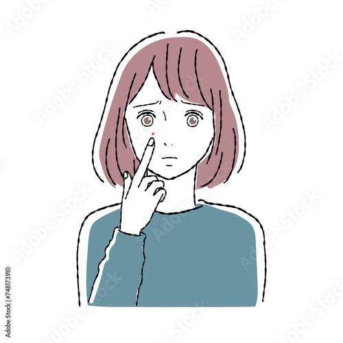 ニキビを気にする女性