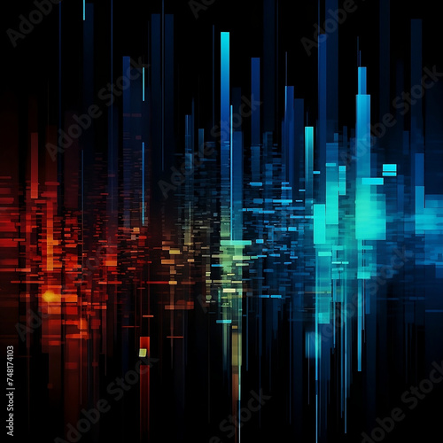 colorful background, abstract, in the style of data visualization, geometric chaos, audio-visual installations, soft crosshatchings, black background, 1:1. © Facundo