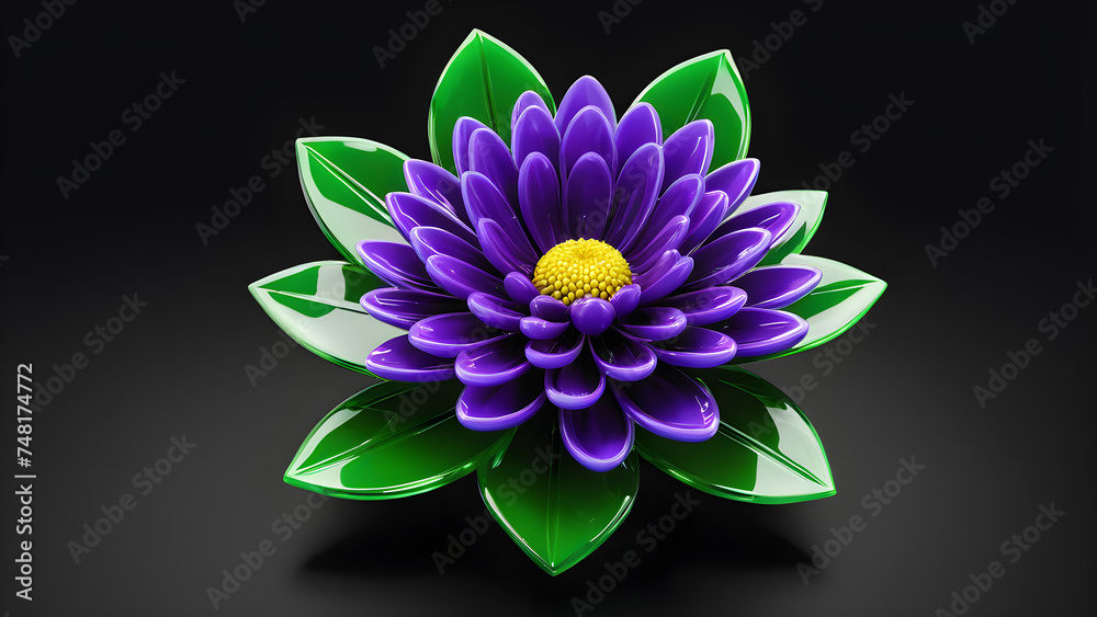 glassy a flower chrysanthemum emoji on black background