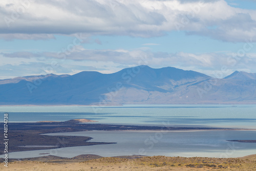 Lake Viedma with surrounding mountain landscape in El Chalten, Argentina. Seen from Condor viewpoint