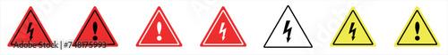Attention current, dangerously, icon set.
