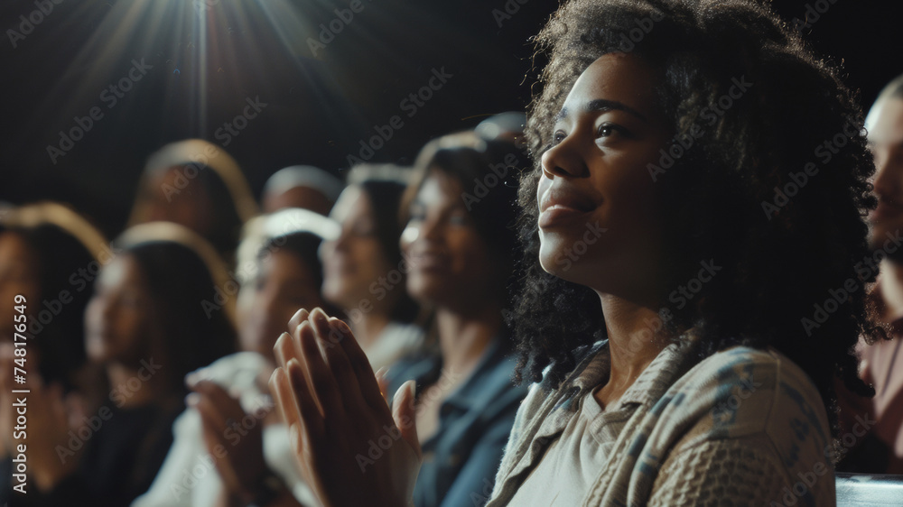 A captivated audience member enjoying a moment of awe at a live performance.