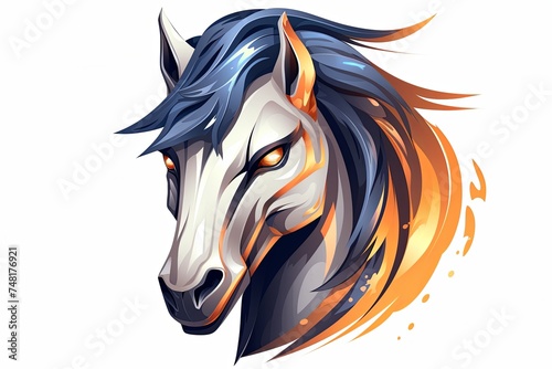 Stallion head and horse icon sticker art illustration and esports mascot logo concept photo