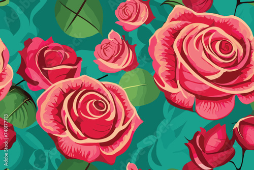 Rose Pattern Design for Wallpaper  Fabric  Bags  Shoes and Wall Decorating