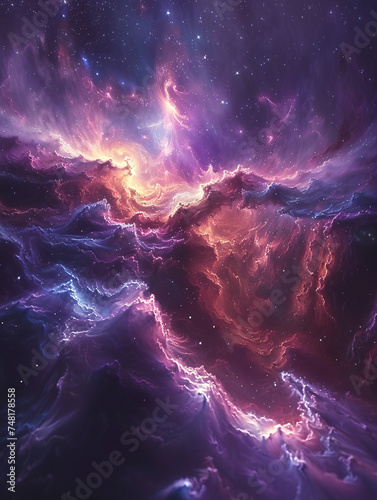 Vibrant nebulae amidst stars, a mesmerizing cosmic display of celestial beauty photo
