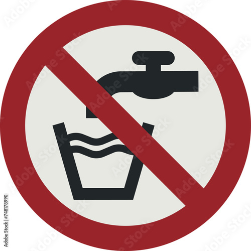 PROHIBITION SIGN PICTOGRAM, Not drinking water ISO 7010 – P005, VECTOR photo