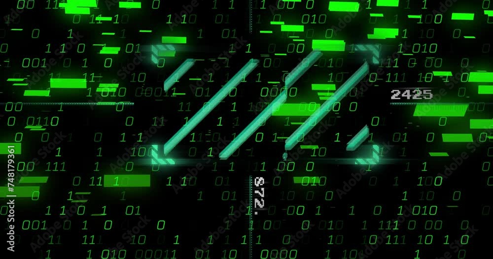 Animation of scanner and binary coding over black background Animation of scanner and binary coding over black background
