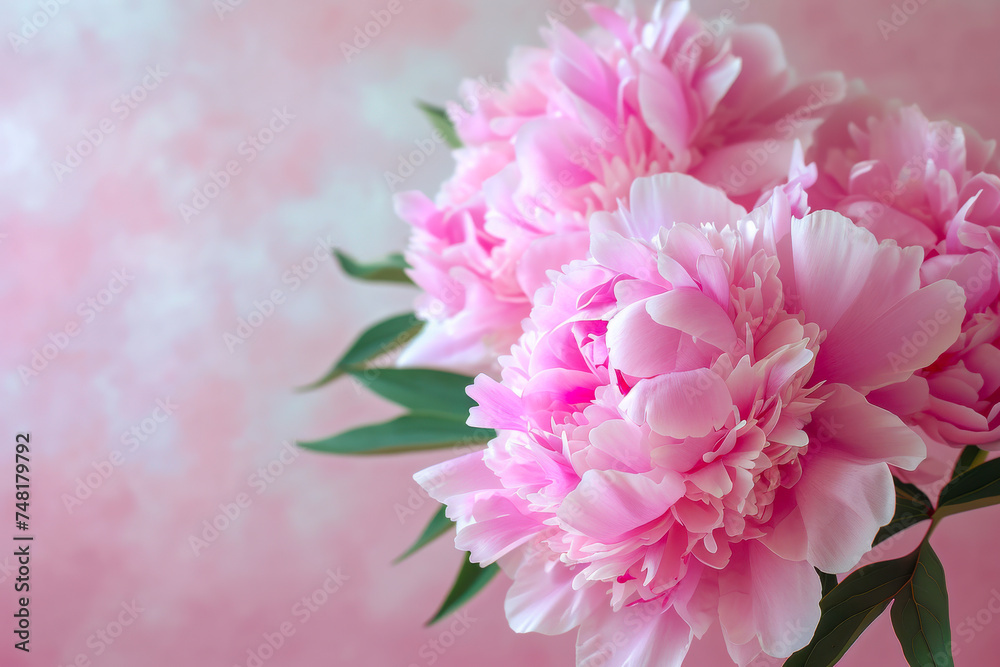 Pink Peonies in Vase on Table Pink Peonies in Vase on Table