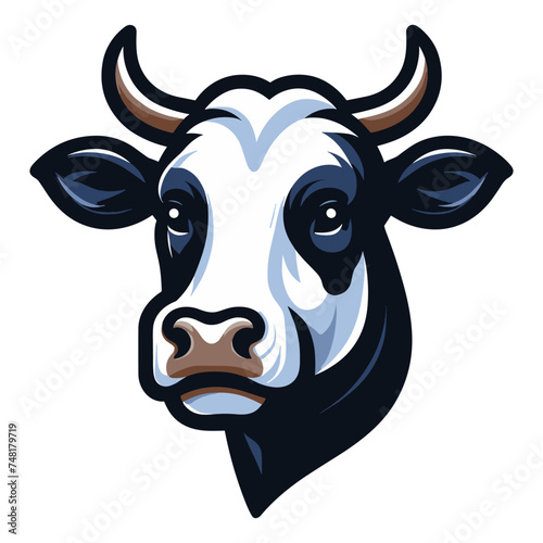 Cow head face logo vector illustration, farm pet, animal livestock, for butchery meat shop and dairy milk product, agriculture concept, design template isolated on white background