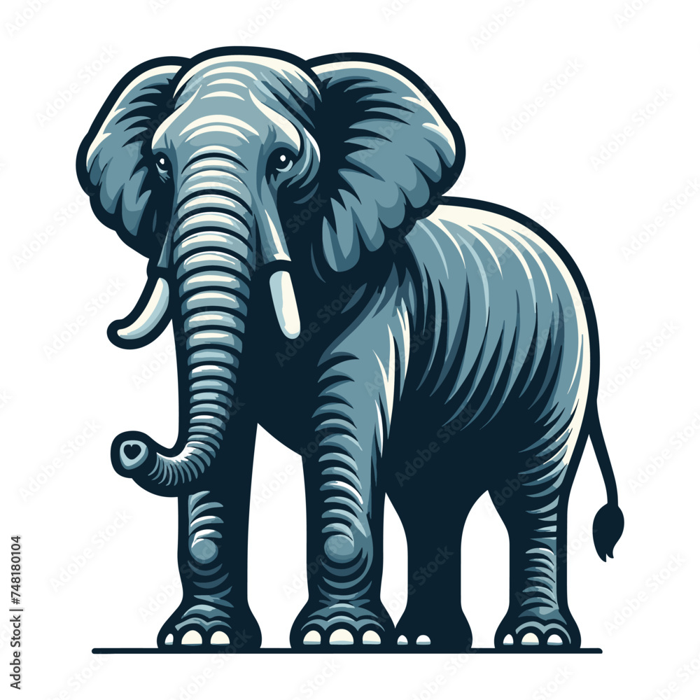 Elephant full body vector illustration, zoology illustration, African safari wild animal design template isolated on white background Elephant full body vector illustration, zoology illustration, African safari wild animal design template isolated on white background
