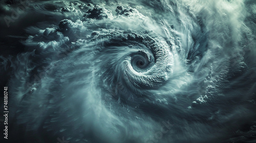 Dramatic portrayal of a typhoons eye showcasing natures fury against a dark ominous sky