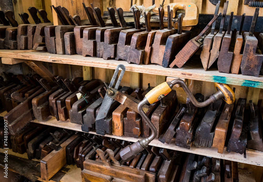 Selection of woodworking tools Selection of woodworking tools