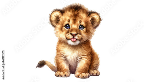 Adorable lion cub illustration perfect for children's books and educational use