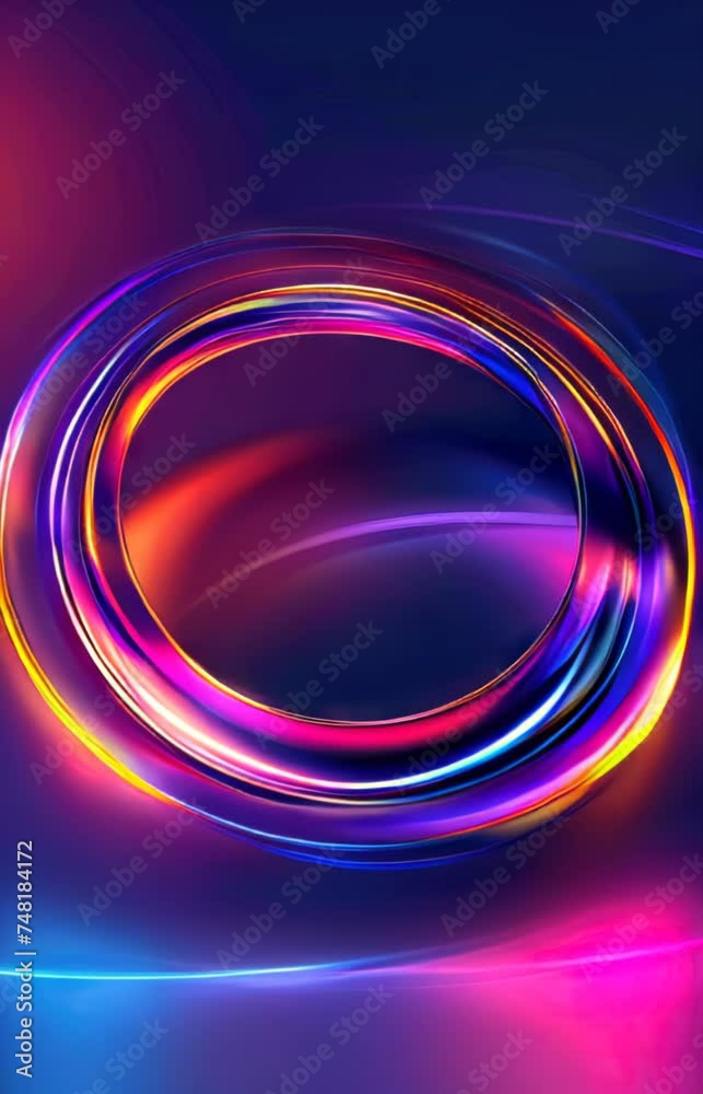 vertical Futuristic Neon 3D Rings Floating in a Surreal colorful Space Environment vertical Futuristic Neon 3D Rings Floating in a Surreal colorful Space Environment