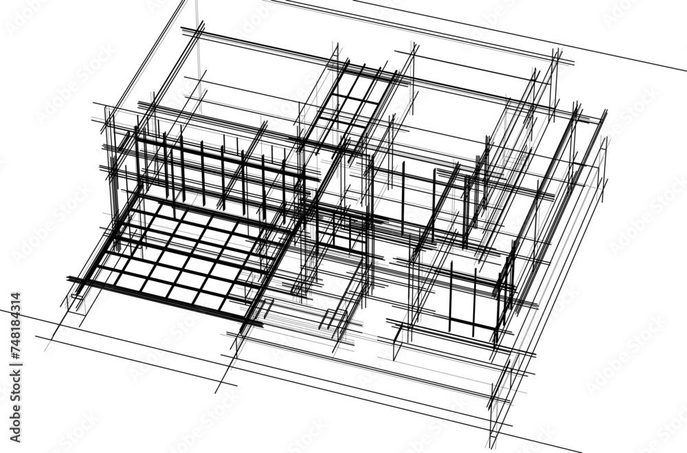 house building sketch architecture 3d illustration house building sketch architecture 3d illustration