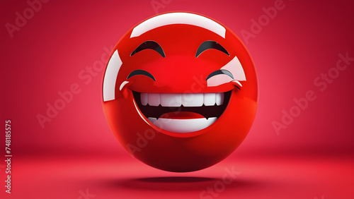 smiley face. a human emotions surprise emoji on a red background. happy face. funny face cartoon. smiley cartoon.