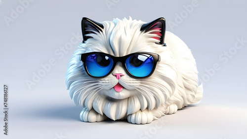 a pets cats Persian emoji on white background. portrait of a cat. cute cat. cat illustration. cat with eyes © Udayakumar