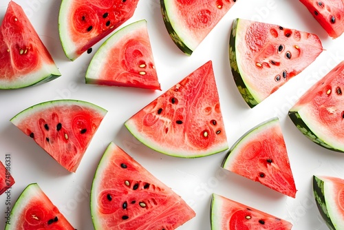 Watermelon Slices on Minimalist White Surface