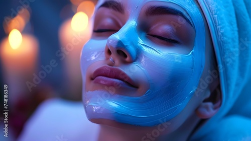Woman Enjoying a Relaxing Spa Day with Facial Mask