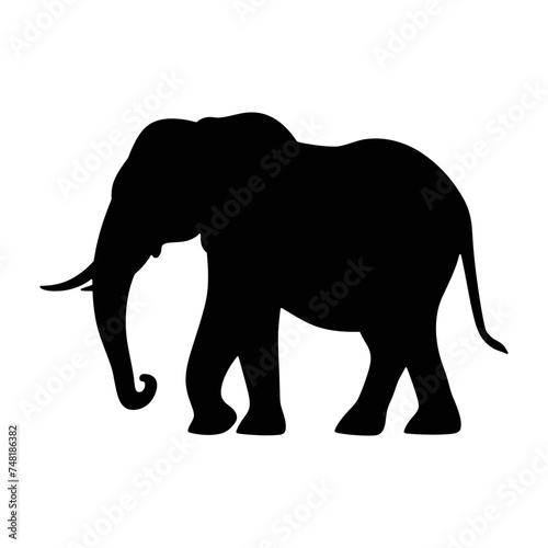  Elephant silhouette, Hand Drawn Silhouette of African and Indian elephant, Vector illustration © Mst