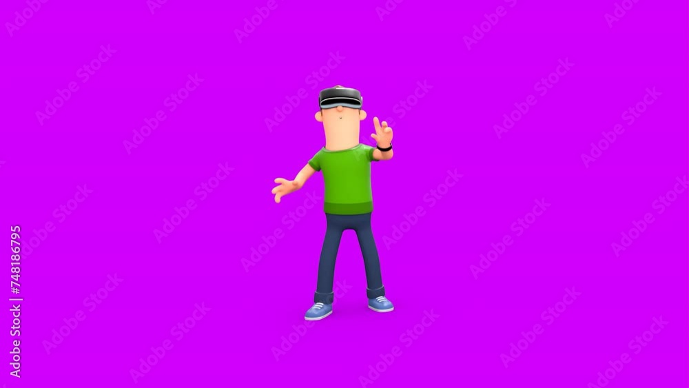 3D Man in Green T-Shirt Wearing a Virtual Reality Headset 3D Man in Green T-Shirt Wearing a Virtual Reality Headset