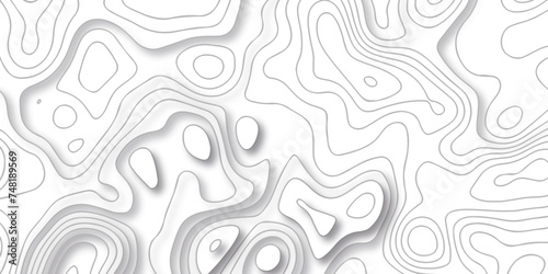 Topographic map background geographic line map with seamless white paper wave design. The black on white contours vector topography stylized height of the lines map.	