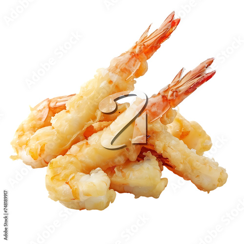 Fried tempura shrimps isolated on white background 