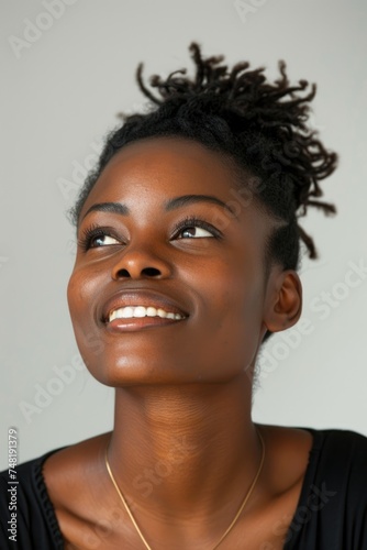 emotional portrait of happy black woman. ai generated © dark_blade