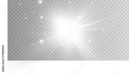Glow light effect. Star burst with sparkles.Sun. photo