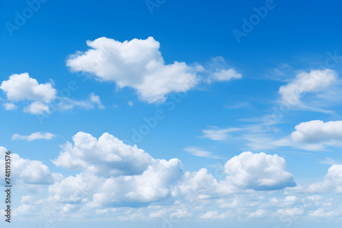 Breathtaking Display of Azure Sky Interspersed with Wispy White Clouds under Sunny Daylight