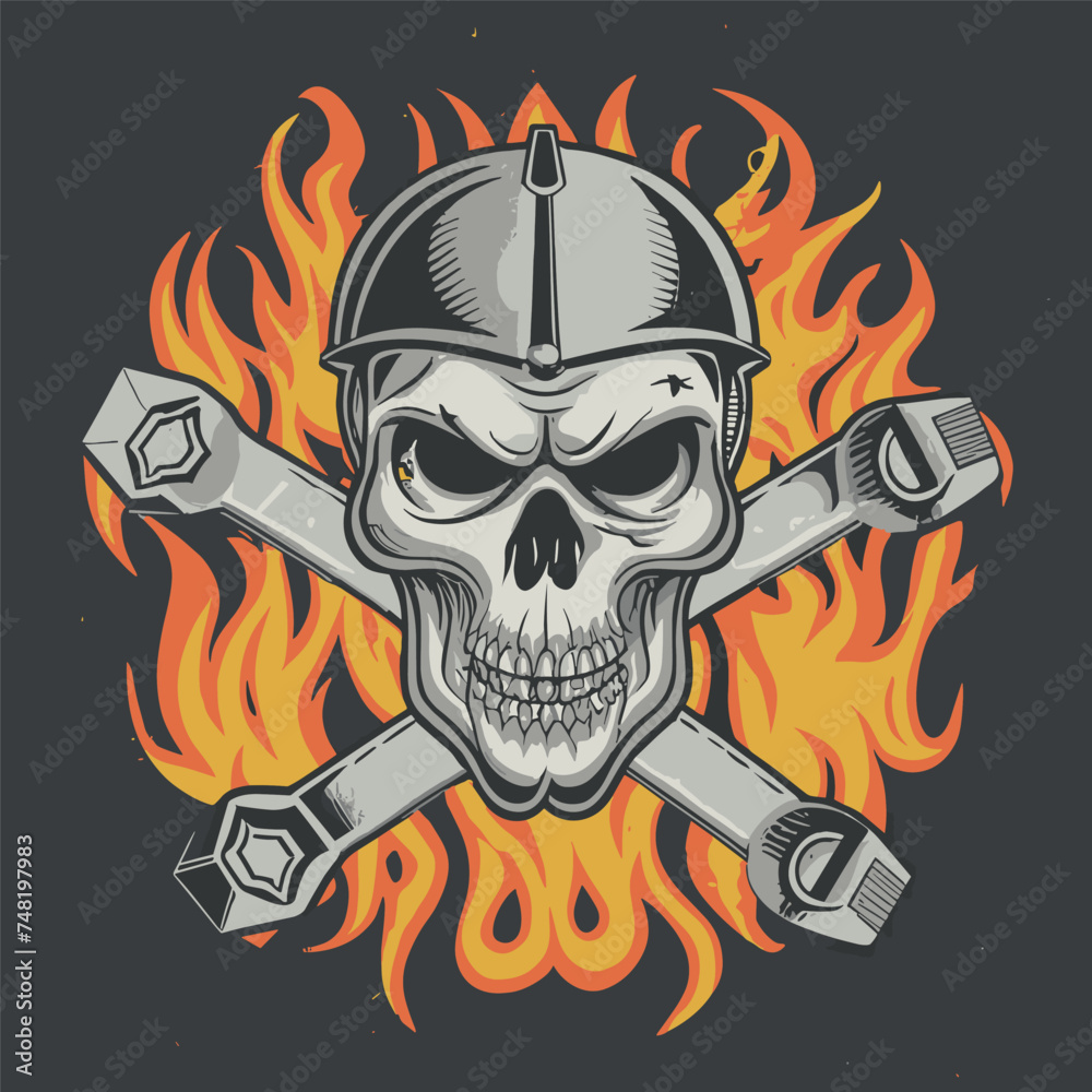 A striking flaming skull vector clip art illustration, radiating intense heat and an edgy vibe, perfect for rock bands and alternative-themed designs A striking flaming skull vector clip art illustration, radiating intense heat and an edgy vibe, perfect for rock bands and alternative-themed designs