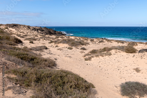 Beach and sand dunes at Corralejo  Fuerteventura  Canary islands