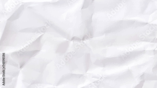 abstract crumpled white paper background texture in panoramic for design concpt photo