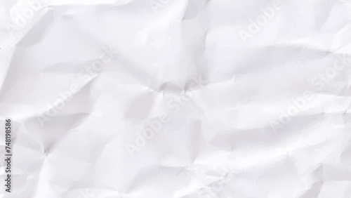 abstract crumpled white paper background texture in panoramic for design concpt