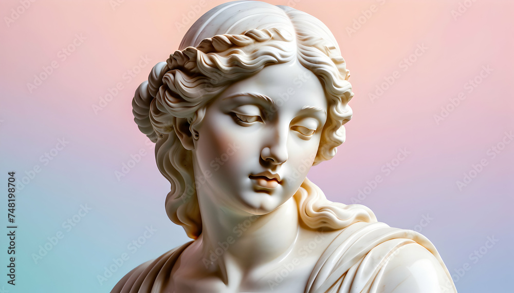 statue of woman aphrodite pop inspo with gradient background