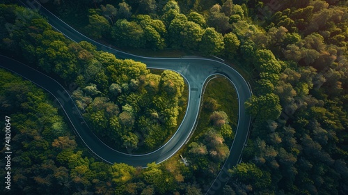 Endless Adventure: A Bird's Eye View of the Winding Road to Infinite Possibilities and Unknown Discovery in Vast Wilderness Landscape