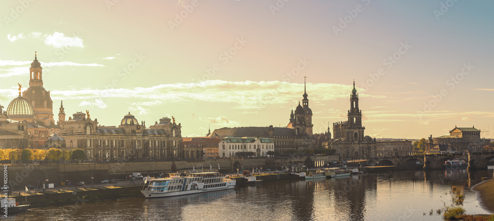 Dresden, Germany Panoramic View At Sunset 