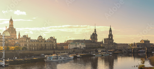 Dresden, Germany Panoramic View At Sunset 