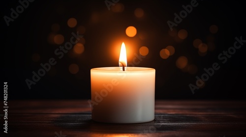 In a dark room, a glowing candle symbolizes hope, illuminating the space with its warm and comforting light, evoking optimism. 