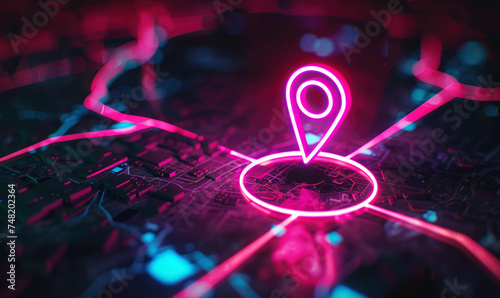 Neon map pin