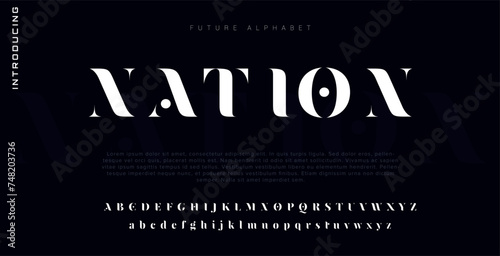 Nation Tech vector font typeface unique design. For technology, circuits, engineering, digital , gaming, sci-fi and science subjects.