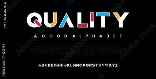 Modern abstract digital alphabet font. Minimal technology typography, Creative urban sport fashion futuristic font and with numbers. vector illustration